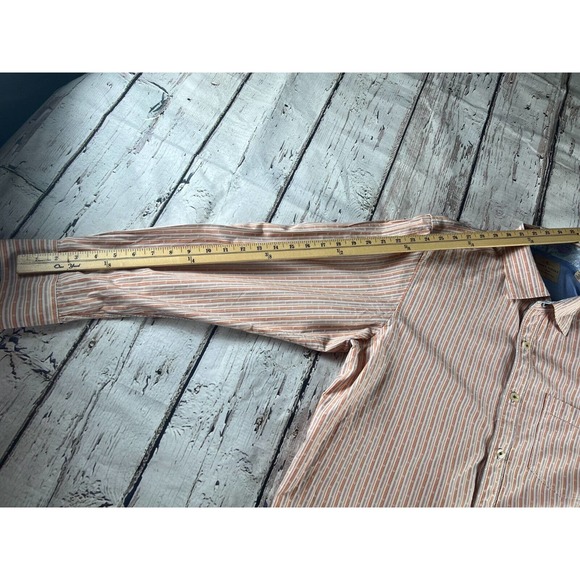 Tommy Bahama Men's LS Shirt~100% Cotton Orange/Blue stripe - Picture 2 of 4